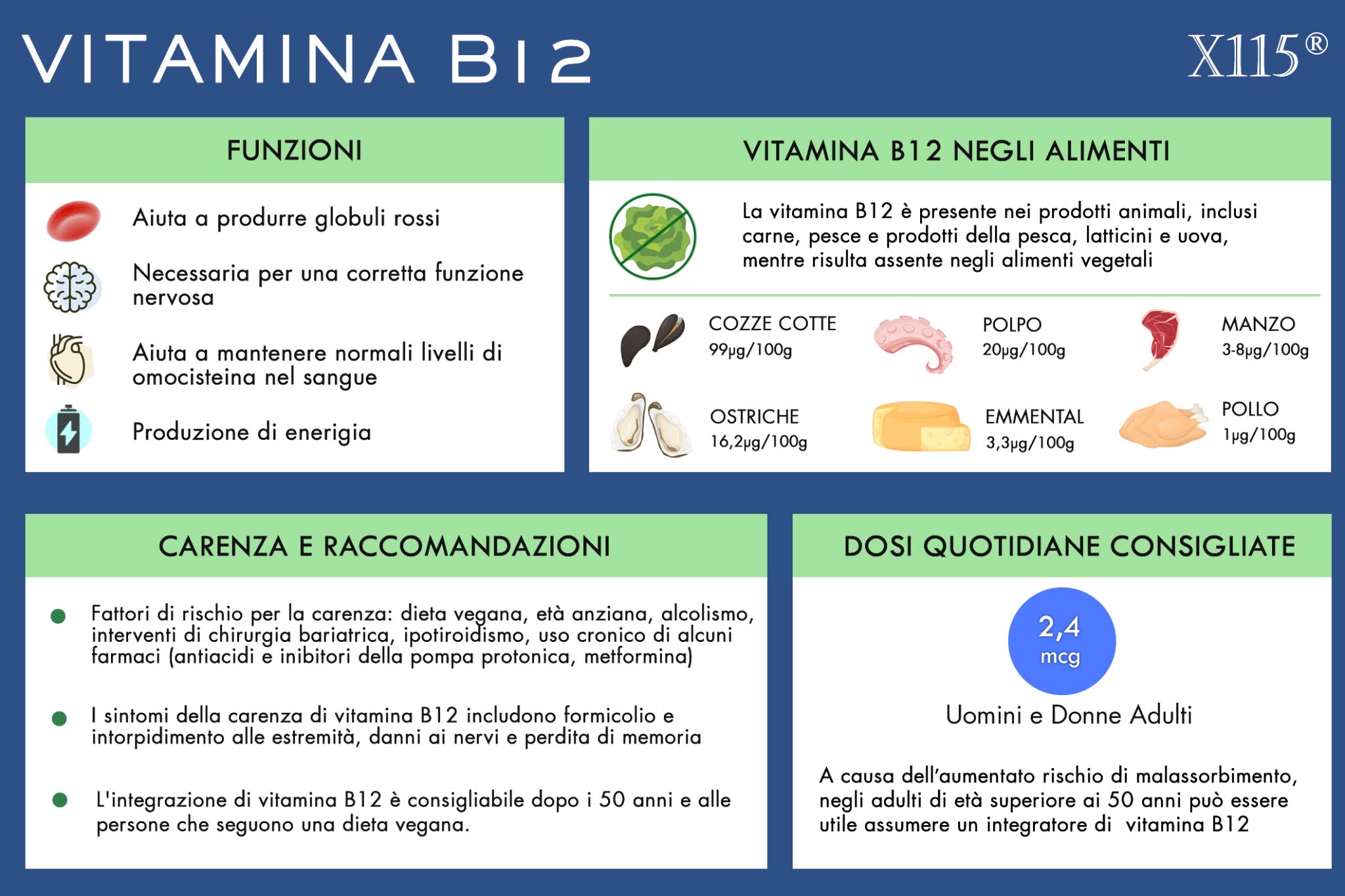 Carenza Vitamina B12 | Cause, Sintomi, Esami | Cosa Fare | X115®